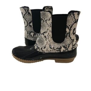 Urban Outfitters Snakeskin and Black Rain Boots